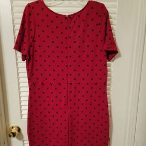 Unique Vintage dress,  red with black polka dots, size 16